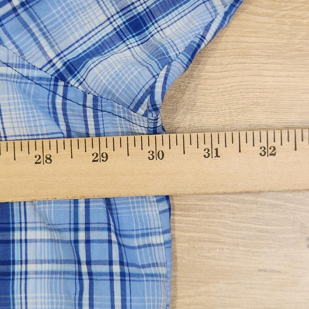 Wrangler Western Shirt Mens 3XL Blue Plaid Pearl Snap Long Sleeve Cowboy Casual - Picture 6 of 9